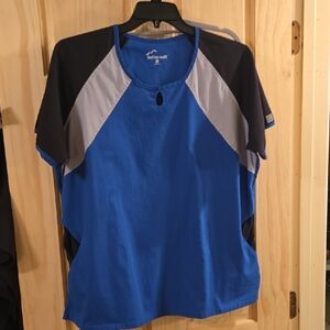 Butter Soft Blue Black & Gray Scrub Top